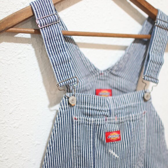 Dickies Hickory Stripe Carpenter Style Overalls jeans womens S - Picture 3 of 7